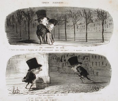 The Pleasures of the Evening, The Displeasures of the Night by Honoré Daumier